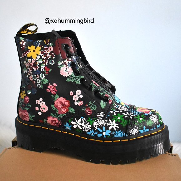 Dr. Martens | Sinclair Floral Mash Up Leather Platform Boots - Picture 9 of 16